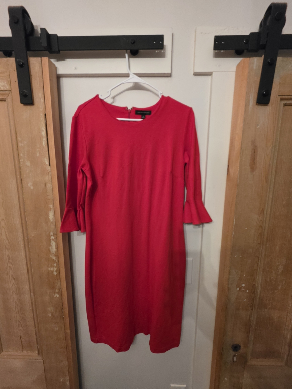 Banana Republic Bold Red Midi Dress with Fluted Sleeves (14)
